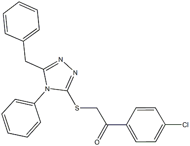 2-[(5-benzyl-4-phenyl-4H-1,2,4-triazol-3-yl)sulfanyl]-1-(4-chlorophenyl)ethanone Struktur