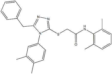 2-{[5-benzyl-4-(3,4-dimethylphenyl)-4H-1,2,4-triazol-3-yl]sulfanyl}-N-(2,6-dimethylphenyl)acetamide Struktur