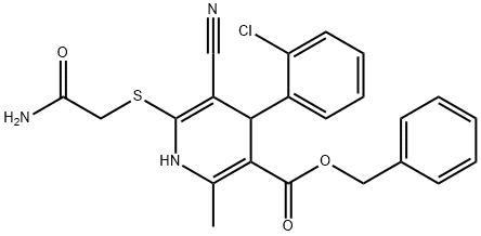 benzyl 6-[(2-amino-2-oxoethyl)sulfanyl]-4-(2-chlorophenyl)-5-cyano-2-methyl-1,4-dihydro-3-pyridinecarboxylate Struktur