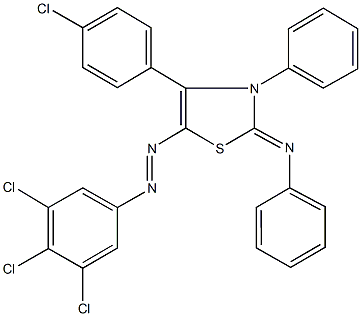 N-(4-(4-chlorophenyl)-3-phenyl-5-[(3,4,5-trichlorophenyl)diazenyl]-1,3-thiazol-2(3H)-ylidene)-N-phenylamine Struktur