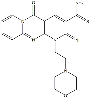 2-imino-10-methyl-1-[2-(4-morpholinyl)ethyl]-5-oxo-1,5-dihydro-2H-dipyrido[1,2-a:2,3-d]pyrimidine-3-carbothioamide Struktur