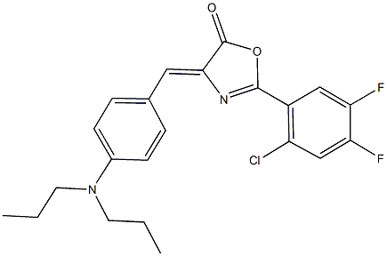 2-(2-chloro-4,5-difluorophenyl)-4-[4-(dipropylamino)benzylidene]-1,3-oxazol-5(4H)-one Struktur