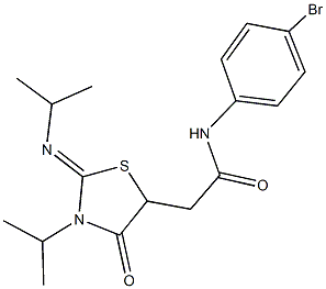 N-(4-bromophenyl)-2-[3-isopropyl-2-(isopropylimino)-4-oxo-1,3-thiazolidin-5-yl]acetamide Struktur