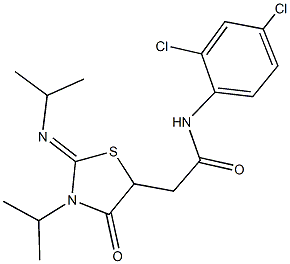 N-(2,4-dichlorophenyl)-2-[3-isopropyl-2-(isopropylimino)-4-oxo-1,3-thiazolidin-5-yl]acetamide Struktur