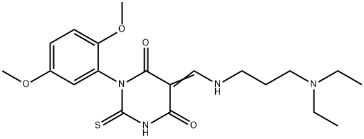 5-({[3-(diethylamino)propyl]amino}methylene)-1-(2,5-dimethoxyphenyl)-2-thioxodihydro-4,6(1H,5H)-pyrimidinedione Struktur