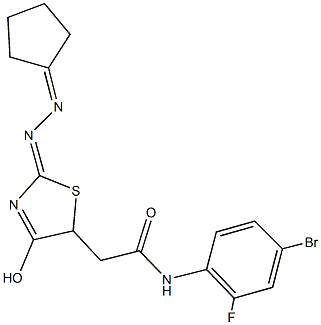 N-(4-bromo-2-fluorophenyl)-2-[2-(cyclopentylidenehydrazono)-4-hydroxy-2,5-dihydro-1,3-thiazol-5-yl]acetamide Struktur