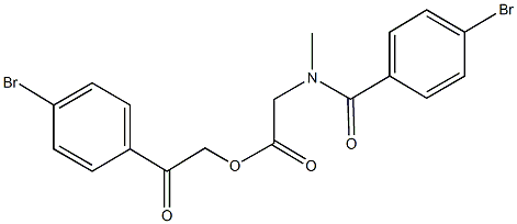 2-(4-bromophenyl)-2-oxoethyl [(4-bromobenzoyl)(methyl)amino]acetate Struktur