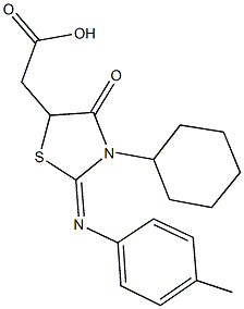 {3-cyclohexyl-2-[(4-methylphenyl)imino]-4-oxo-1,3-thiazolidin-5-yl}acetic acid Struktur