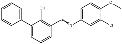 3-{[(3-chloro-4-methoxyphenyl)imino]methyl}[1,1'-biphenyl]-2-ol Struktur