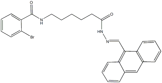 N-{6-[2-(9-anthrylmethylene)hydrazino]-6-oxohexyl}-2-bromobenzamide Struktur