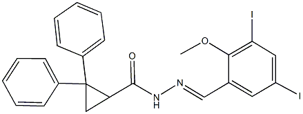 N'-(3,5-diiodo-2-methoxybenzylidene)-2,2-diphenylcyclopropanecarbohydrazide Struktur