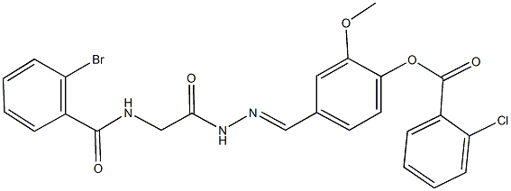 4-(2-{[(2-bromobenzoyl)amino]acetyl}carbohydrazonoyl)-2-methoxyphenyl 2-chlorobenzoate Struktur