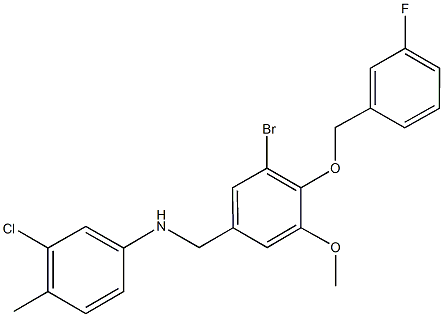 N-{3-bromo-4-[(3-fluorobenzyl)oxy]-5-methoxybenzyl}-N-(3-chloro-4-methylphenyl)amine Struktur