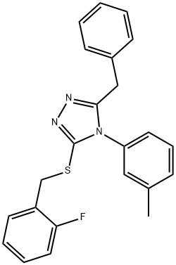 5-benzyl-4-(3-methylphenyl)-4H-1,2,4-triazol-3-yl 2-fluorobenzyl sulfide Struktur