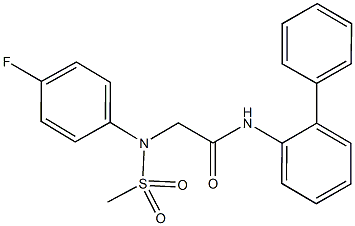 N-[1,1'-biphenyl]-2-yl-2-[4-fluoro(methylsulfonyl)anilino]acetamide Struktur