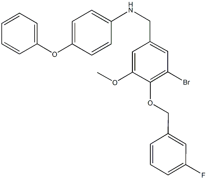 N-{3-bromo-4-[(3-fluorobenzyl)oxy]-5-methoxybenzyl}-N-(4-phenoxyphenyl)amine Struktur