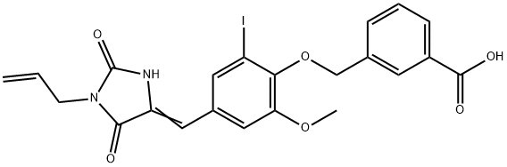 3-({4-[(1-allyl-2,5-dioxo-4-imidazolidinylidene)methyl]-2-iodo-6-methoxyphenoxy}methyl)benzoic acid Struktur