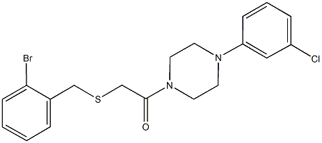 2-bromobenzyl 2-[4-(3-chlorophenyl)-1-piperazinyl]-2-oxoethyl sulfide Struktur