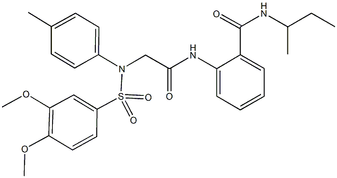 N-(sec-butyl)-2-[({[(3,4-dimethoxyphenyl)sulfonyl]-4-methylanilino}acetyl)amino]benzamide Struktur