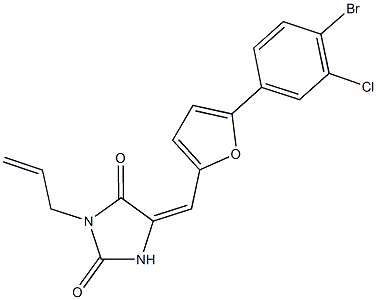 3-allyl-5-{[5-(4-bromo-3-chlorophenyl)-2-furyl]methylene}-2,4-imidazolidinedione Struktur