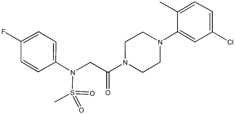 N-{2-[4-(5-chloro-2-methylphenyl)-1-piperazinyl]-2-oxoethyl}-N-(4-fluorophenyl)methanesulfonamide Struktur