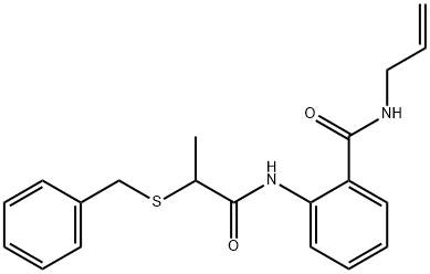 N-allyl-2-{[2-(benzylsulfanyl)propanoyl]amino}benzamide Struktur