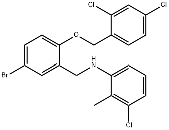 N-{5-bromo-2-[(2,4-dichlorobenzyl)oxy]benzyl}-N-(3-chloro-2-methylphenyl)amine Struktur