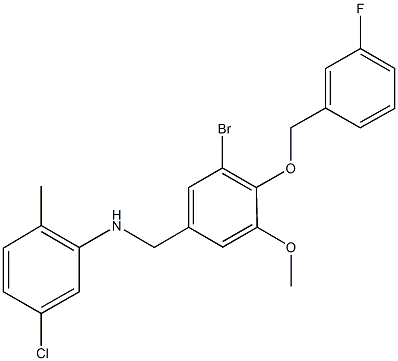 N-{3-bromo-4-[(3-fluorobenzyl)oxy]-5-methoxybenzyl}-N-(5-chloro-2-methylphenyl)amine Struktur