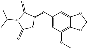 3-isopropyl-5-[(7-methoxy-1,3-benzodioxol-5-yl)methylene]-1,3-thiazolidine-2,4-dione Struktur