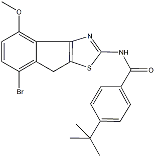 N-(7-bromo-4-methoxy-8H-indeno[1,2-d][1,3]thiazol-2-yl)-4-tert-butylbenzamide Struktur