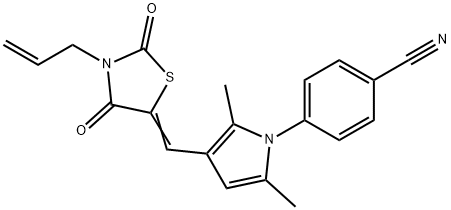 4-{3-[(3-allyl-2,4-dioxo-1,3-thiazolidin-5-ylidene)methyl]-2,5-dimethyl-1H-pyrrol-1-yl}benzonitrile Struktur