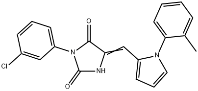 3-(3-chlorophenyl)-5-{[1-(2-methylphenyl)-1H-pyrrol-2-yl]methylene}-2,4-imidazolidinedione Struktur