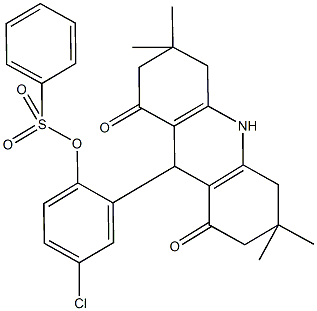 4-chloro-2-(3,3,6,6-tetramethyl-1,8-dioxo-1,2,3,4,5,6,7,8,9,10-decahydro-9-acridinyl)phenyl benzenesulfonate Struktur