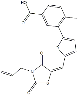 3-{5-[(3-allyl-2,4-dioxo-1,3-thiazolidin-5-ylidene)methyl]-2-furyl}-4-methylbenzoic acid Struktur