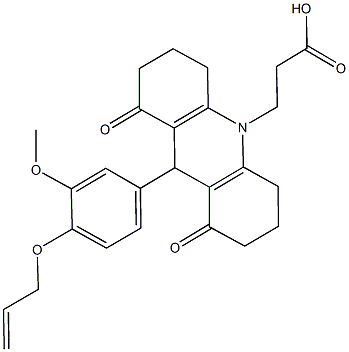 3-(9-[4-(allyloxy)-3-methoxyphenyl]-1,8-dioxo-2,3,4,5,6,7,8,9-octahydro-10(1H)-acridinyl)propanoic acid Struktur