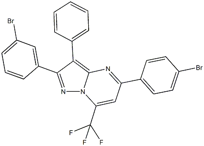 2-(3-bromophenyl)-5-(4-bromophenyl)-3-phenyl-7-(trifluoromethyl)pyrazolo[1,5-a]pyrimidine Struktur