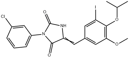 3-(3-chlorophenyl)-5-(3-iodo-4-isopropoxy-5-methoxybenzylidene)-2,4-imidazolidinedione Struktur