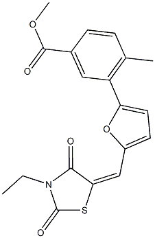 methyl 3-{5-[(3-ethyl-2,4-dioxo-1,3-thiazolidin-5-ylidene)methyl]-2-furyl}-4-methylbenzoate Struktur