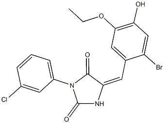 5-(2-bromo-5-ethoxy-4-hydroxybenzylidene)-3-(3-chlorophenyl)-2,4-imidazolidinedione Struktur