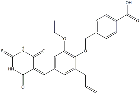 4-({2-allyl-4-[(4,6-dioxo-2-thioxotetrahydro-5(2H)-pyrimidinylidene)methyl]-6-ethoxyphenoxy}methyl)benzoic acid Struktur