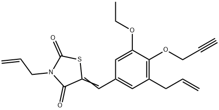 3-allyl-5-[3-allyl-5-ethoxy-4-(2-propynyloxy)benzylidene]-1,3-thiazolidine-2,4-dione Struktur