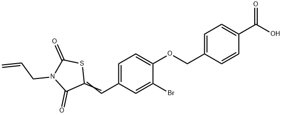 4-({4-[(3-allyl-2,4-dioxo-1,3-thiazolidin-5-ylidene)methyl]-2-bromophenoxy}methyl)benzoic acid Struktur