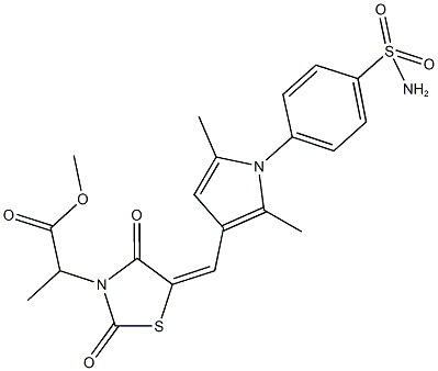 methyl 2-[5-({1-[4-(aminosulfonyl)phenyl]-2,5-dimethyl-1H-pyrrol-3-yl}methylene)-2,4-dioxo-1,3-thiazolidin-3-yl]propanoate Struktur