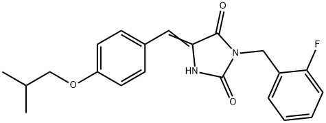 3-(2-fluorobenzyl)-5-(4-isobutoxybenzylidene)-2,4-imidazolidinedione Struktur