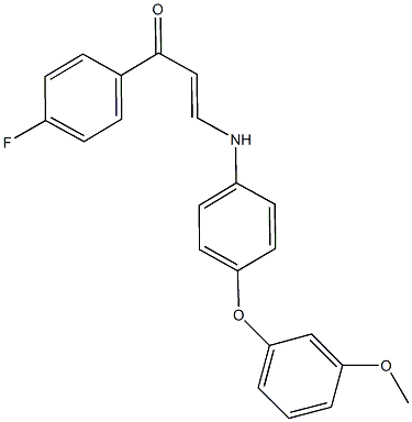 1-(4-fluorophenyl)-3-[4-(3-methoxyphenoxy)anilino]-2-propen-1-one Struktur