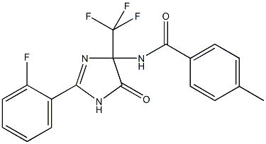 N-[2-(2-fluorophenyl)-5-oxo-4-(trifluoromethyl)-4,5-dihydro-1H-imidazol-4-yl]-4-methylbenzamide Struktur