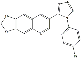 7-[1-(4-bromophenyl)-1H-tetraazol-5-yl]-8-methyl[1,3]dioxolo[4,5-g]quinoline Struktur