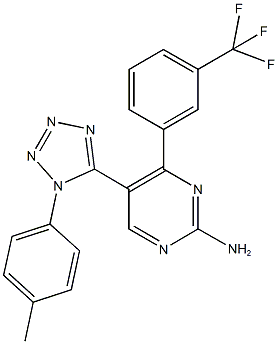 5-[1-(4-methylphenyl)-1H-tetraazol-5-yl]-4-[3-(trifluoromethyl)phenyl]-2-pyrimidinylamine Struktur