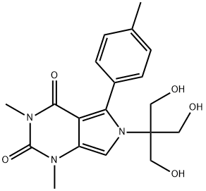 6-[2-hydroxy-1,1-bis(hydroxymethyl)ethyl]-1,3-dimethyl-5-(4-methylphenyl)-1H-pyrrolo[3,4-d]pyrimidine-2,4(3H,6H)-dione Struktur