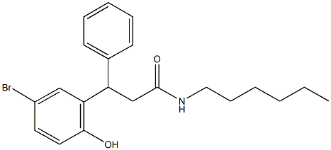 3-(5-bromo-2-hydroxyphenyl)-N-hexyl-3-phenylpropanamide Struktur